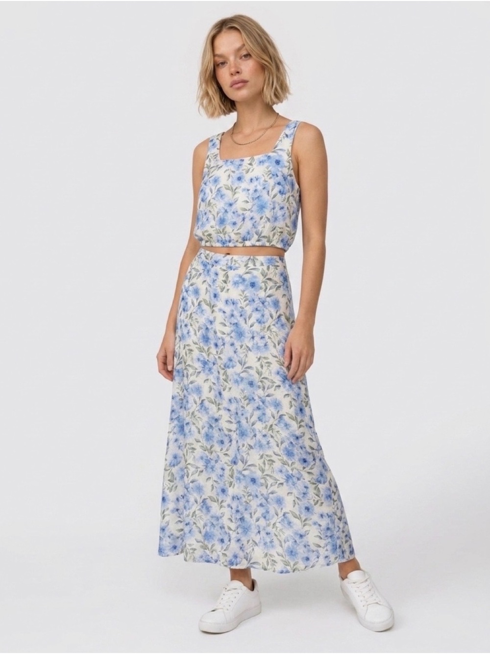 Calypso St. Barth Blue Floral Maxi Skirt